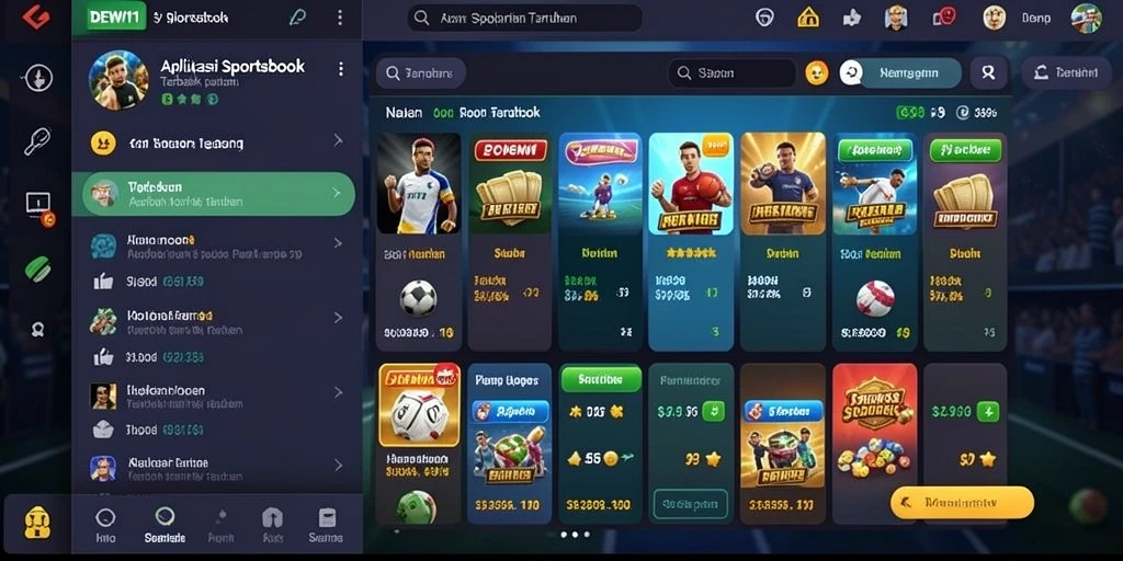 Tampilan gameplay interaktif dari aplikasi Sportsbook DEWI11.