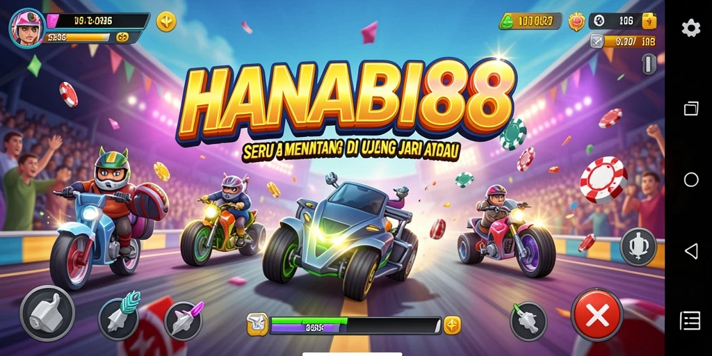 Tampilan gameplay balapan seru di HANABI88.