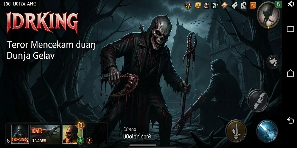 Screenshot gameplay IDRKING dengan nuansa horor yang mencekam.