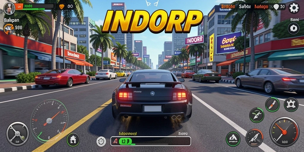 Tampilan gameplay balapan yang seru dan mendebarkan di INDORP.