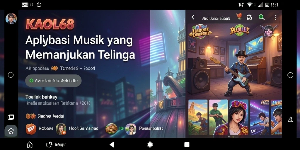 Screenshot gameplay KAOL68 yang menunjukkan antarmuka permainan musik yang menarik.