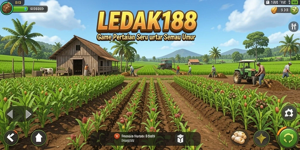 Screenshot gameplay LEDAK188 menunjukkan aktivitas pertanian yang seru.