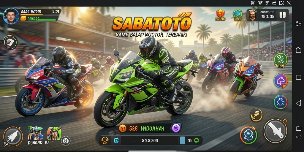 Gameplay SABATOTO yang menegangkan dengan trek balapan yang mendebarkan.