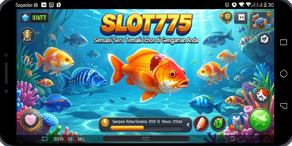 Screenshot utama SLOT777 menampilkan aksi seru menembak ikan.